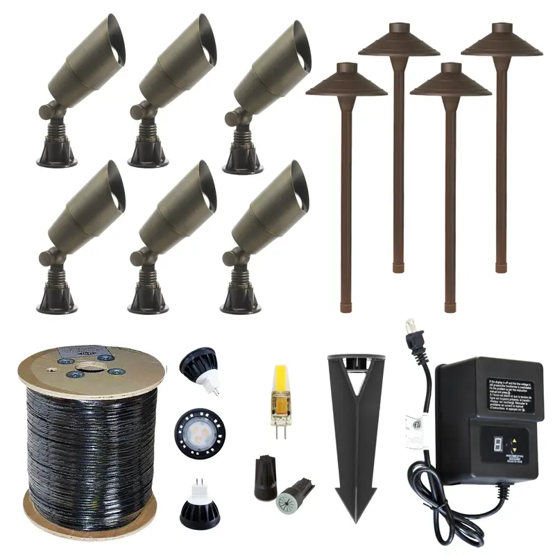 10-Piece Led Landscape Lighting Kit – 6 Spotlights + 4 Path Lights 1