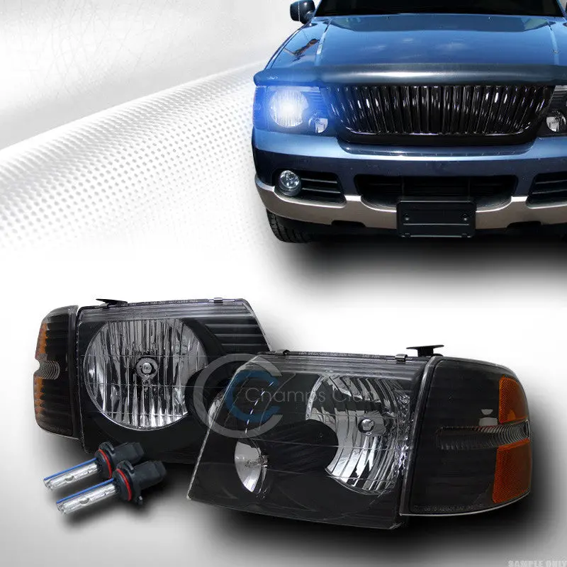 10000K Hid Xenon Black Halo Headlights With Integrated Turn Signal For 2002–2005 Ford Explorer 4-Door 1