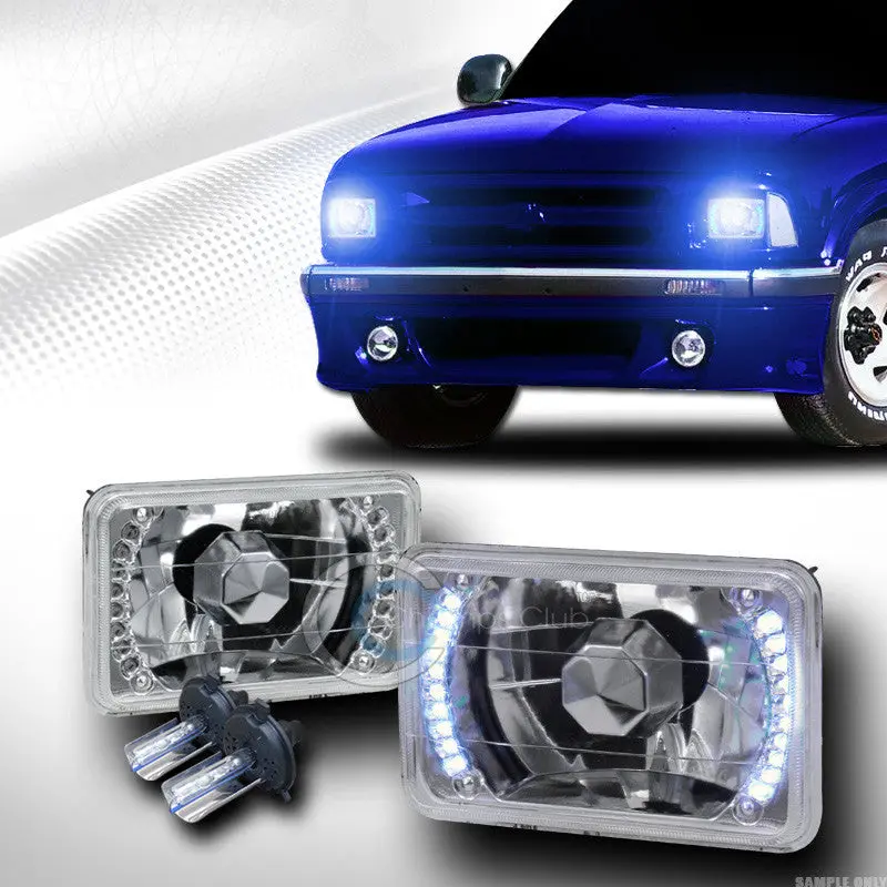 10000K Hid Xenon H4 Bulbs And 4X6-Inch Chrome White Led Daytime Running Headlights 1