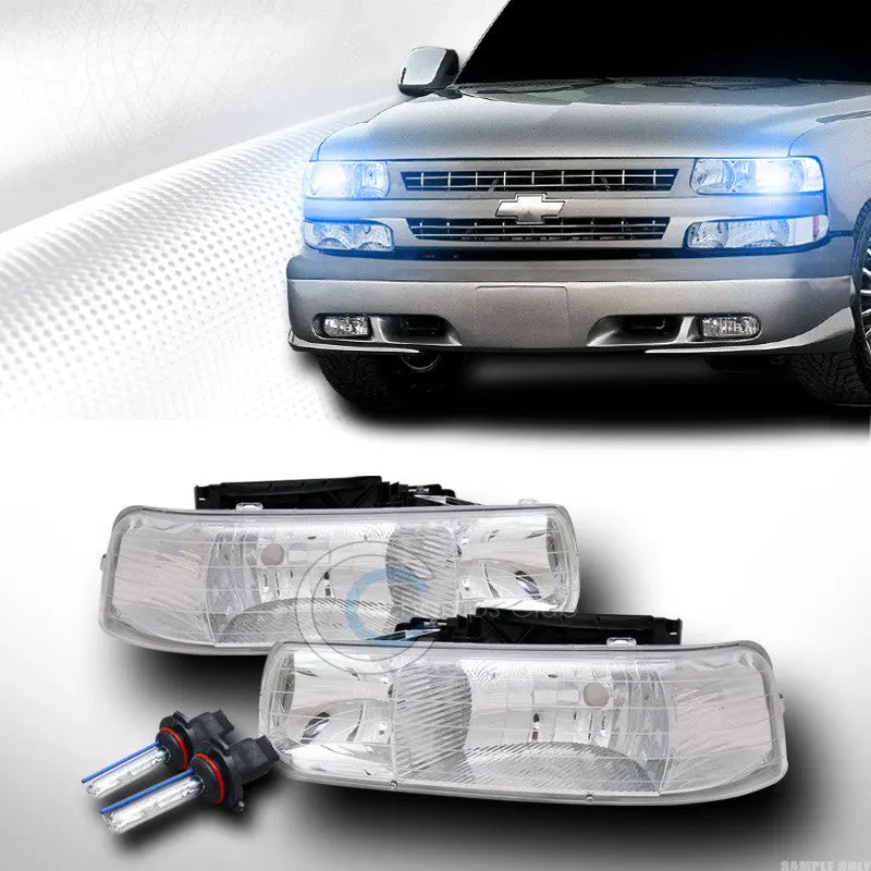 10000K Hid Xenon Headlight Bulbs With Chrome Housing For 1999–2002 Chevrolet Silverado & 2000–2006 Tahoe/Suburban 1