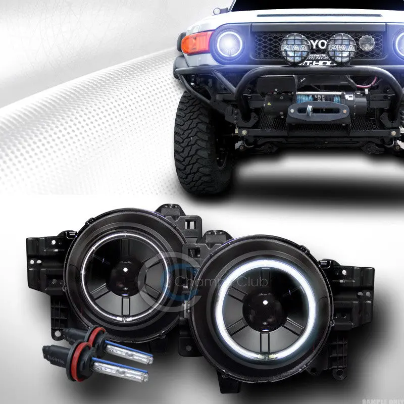 10000K Hid Xenon Projector Headlights With Black Ccfl Halo Rings For 2007–2012 Toyota Fj Cruiser 1