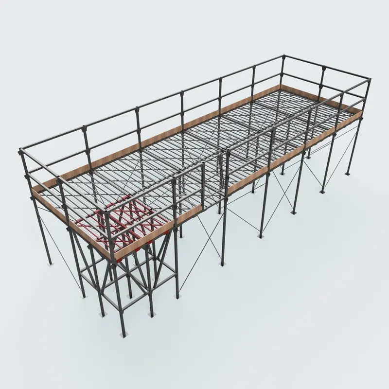 12-Bay Adjustable Trestle Platform With Integrated Loading Bay, Handrail & Access Gate 1