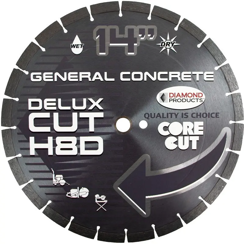 14-Inch Delux-Cut Concrete Blade – H8D High-Speed, Universal Arbor, 0.125" Thickness 1