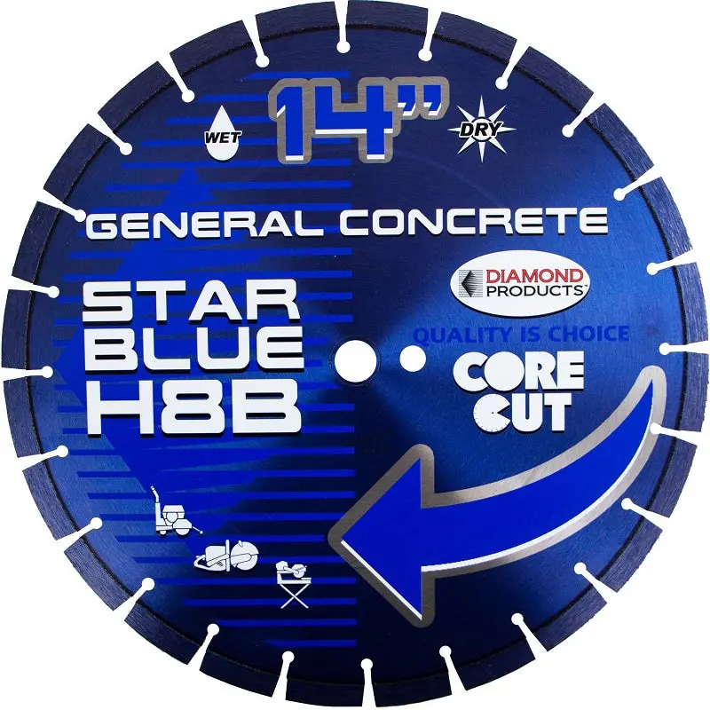 14-Inch General-Purpose Concrete Cutting Blade – Star Blue H8B Turbo, Universal Arbor, 0.125" Thickness 1
