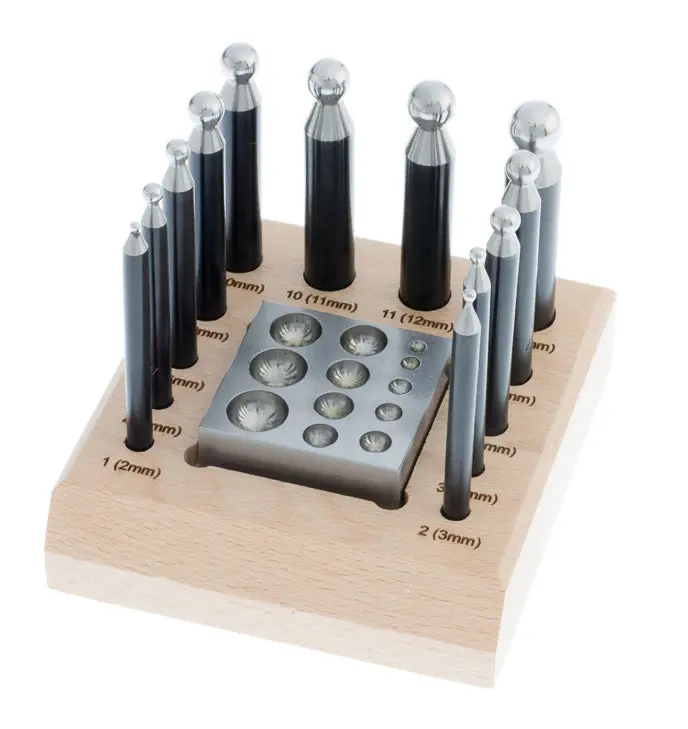 14-Piece 2-In-1 Dapping Block With 12-Piece Punch Set 1