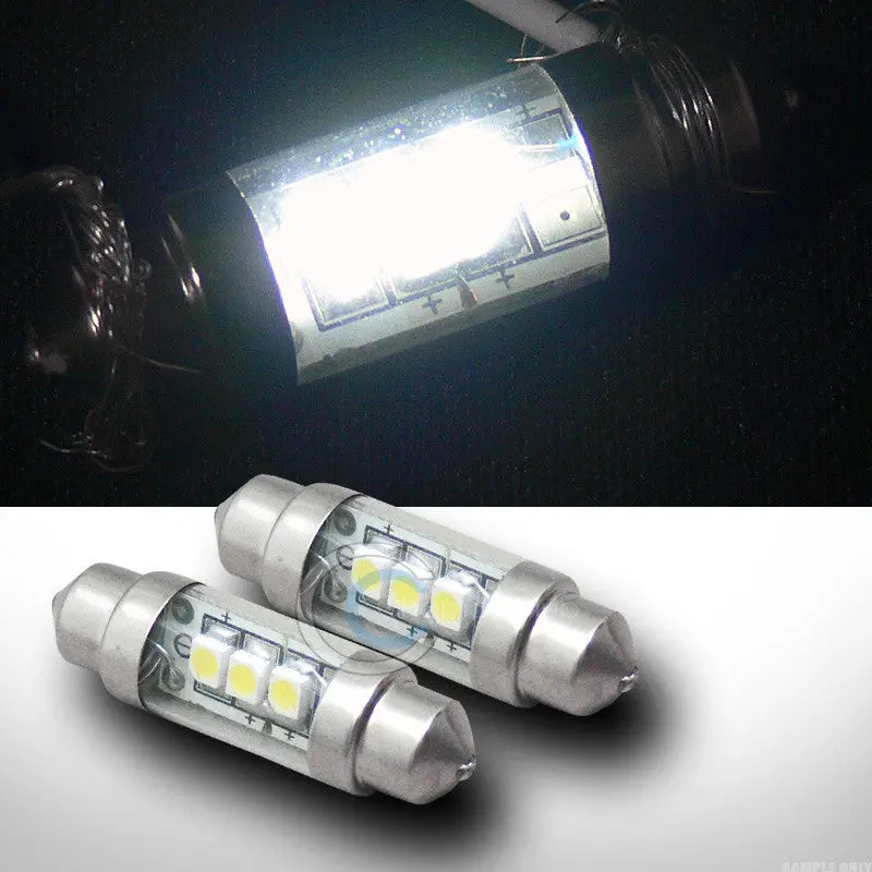 2-Pack 36Mm White Festoon Led Bulbs – 3-Smd Interior Lighting For Dome, Glove Box & Map Lamps (6411/6418) 1
