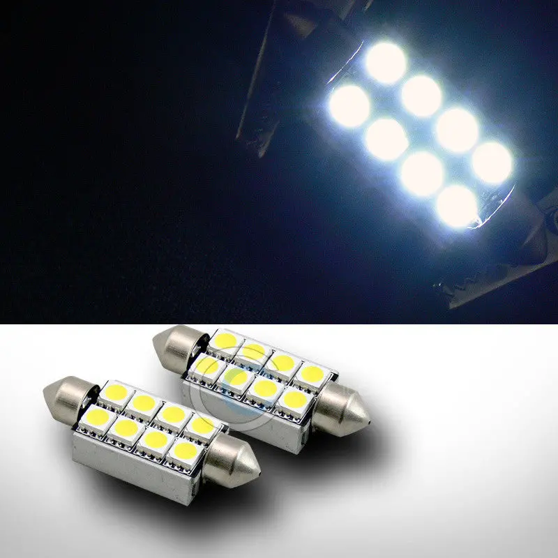 2-Pack White 42Mm Festoon Led Bulbs – 8-Smd Replacement For Dome, Map, And Glove Box Lights (211/211-2/12844) 1