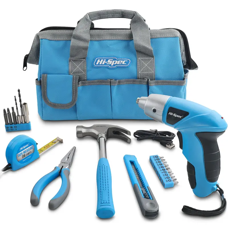 21-Piece Blue 3.6V Usb Electric Screwdriver & Handy Diy Tool Set For Home & Office 1