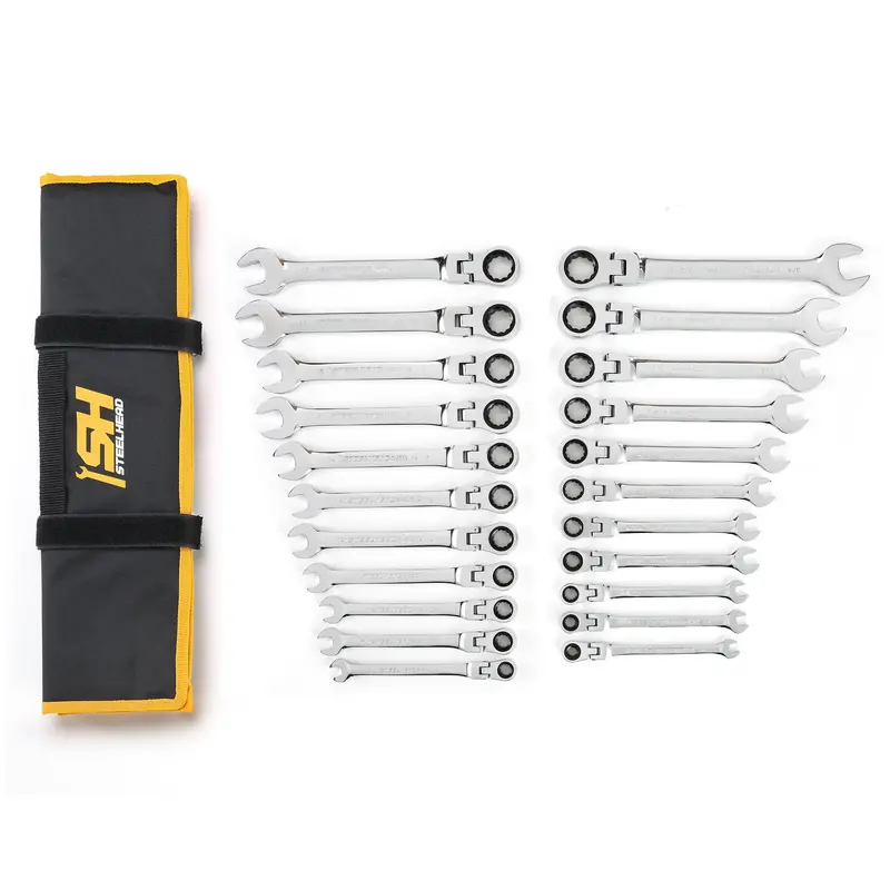 22-Piece Sae/Metric Flexible-Head Ratcheting Wrench Set 1