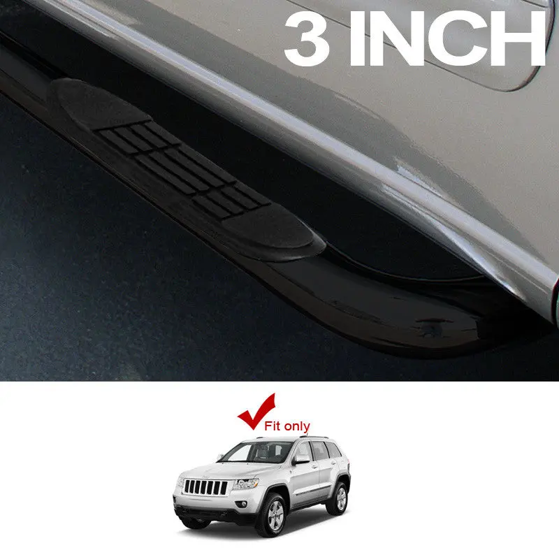 3" Black Steel Side Step Nerf Bars With Rail Mounting For 2011–2016 Jeep Grand Cherokee 1