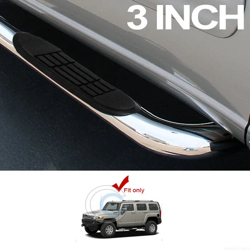 3" Chrome Heavy-Duty Side Step Nerf Bars With Rail Mounting For 2005–2010 Hummer H3 1