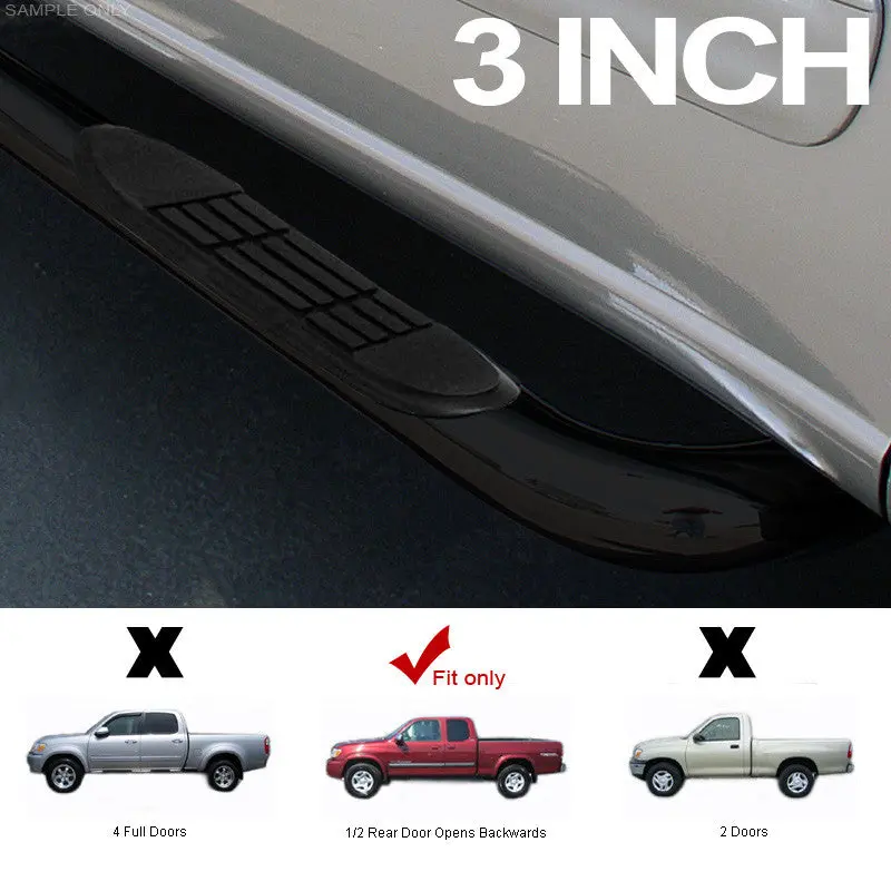3-Inch Black Nerf Bars For 1999/2000+ Toyota Tundra Access Cab And 2001+ Sequoia 1