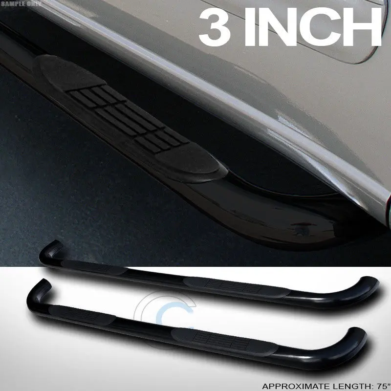 3-Inch Black Tubular Nerf Bars For 2000–2004 Dodge Dakota Quad Cab 1