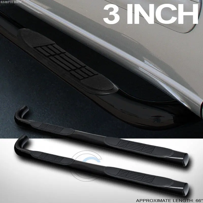3-Inch Black Tubular Nerf Bars For 2002–2007 Jeep Liberty (No Mud Flaps) 1
