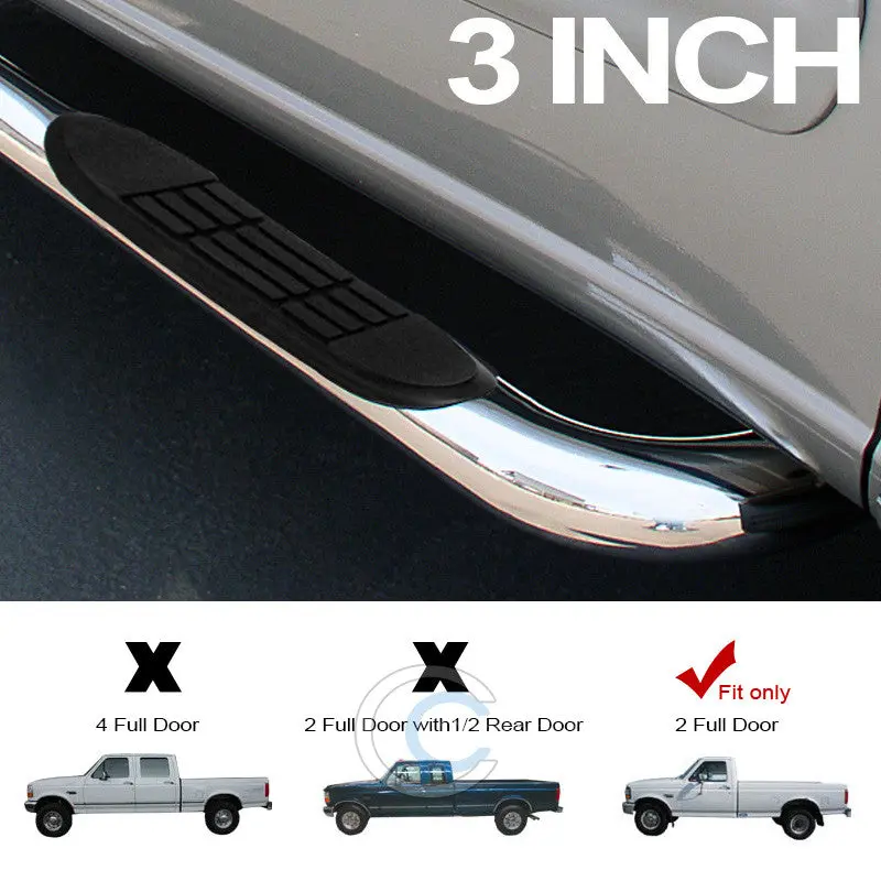 3-Inch Chrome Nerf Bars For 1980–1996 Ford F-150 (Regular Cab) 1