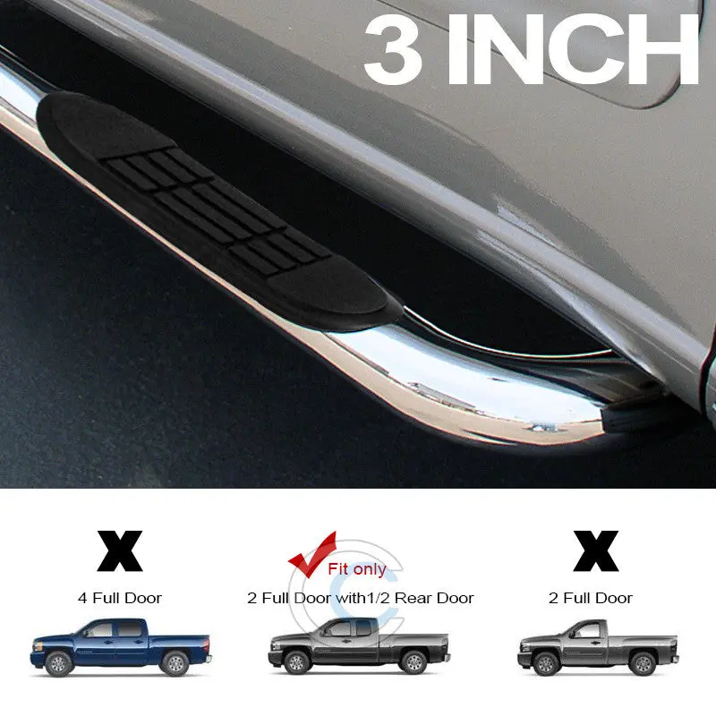 3-Inch Chrome Nerf Bars For 1999–2012 Chevrolet Silverado & Gmc Sierra (Extended Cab) 1