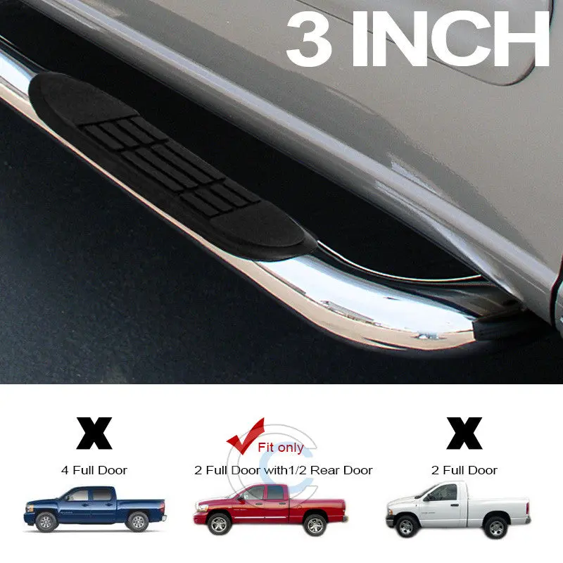 3-Inch Chrome Nerf Bars For 2002–2009 Dodge Ram (Quad Cab) 1