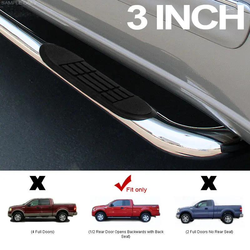 3-Inch Chrome Nerf Bars For 2004–2008 Ford F-150 Super And Extended Cab Trucks 1