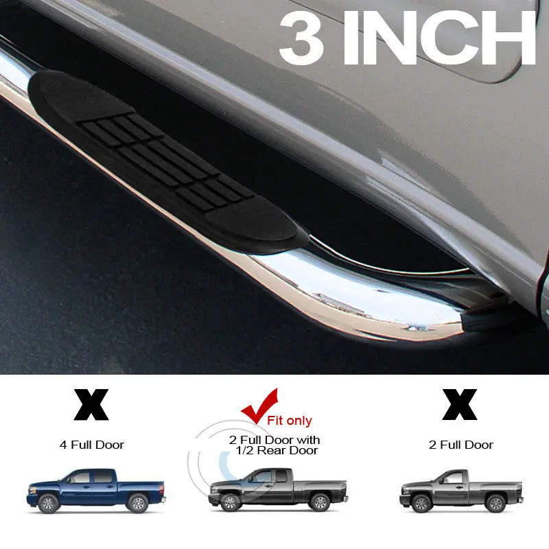 3-Inch Chrome Nerf Bars For 2007–2016 Chevrolet Silverado And Gmc Sierra Extended Cab 1