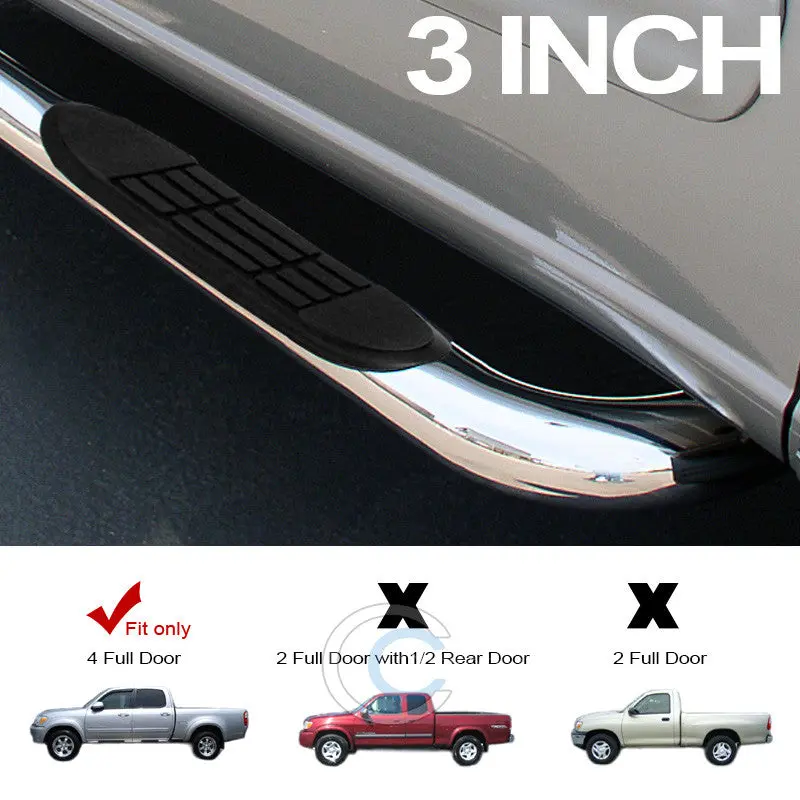 3-Inch Chrome Running Boards For 2004–2006 Toyota Tundra (Double Cab) 1