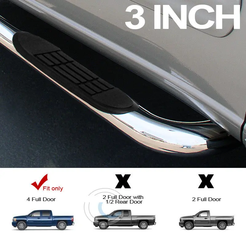 3-Inch Chrome Side Steps For 2007–2016 Chevrolet Silverado And Gmc Sierra Crew Cab 1