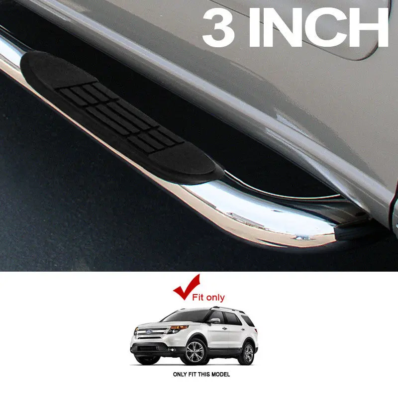 3-Inch Heavy-Duty Stainless Steel Chrome Nerf Bars — Side Steps For 2011–2016 Ford Explorer (4-Door) 1