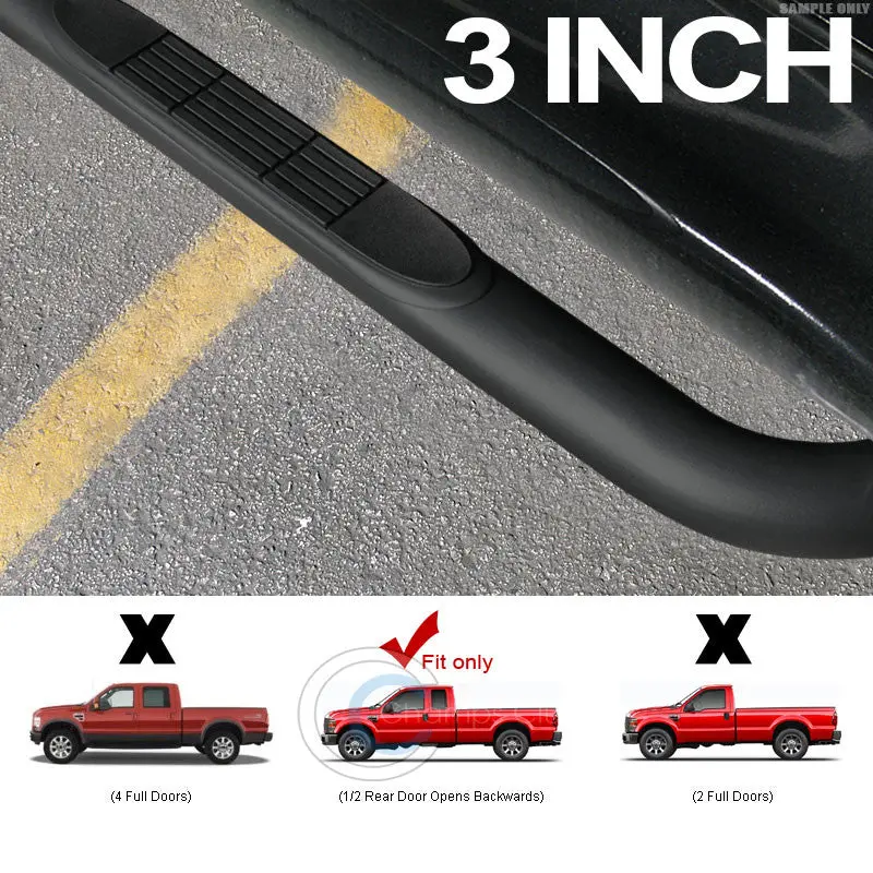 3-Inch Matte Black Running Boards For 1999–2016 Ford F-250 And F-350 Super Duty Super Cab 1