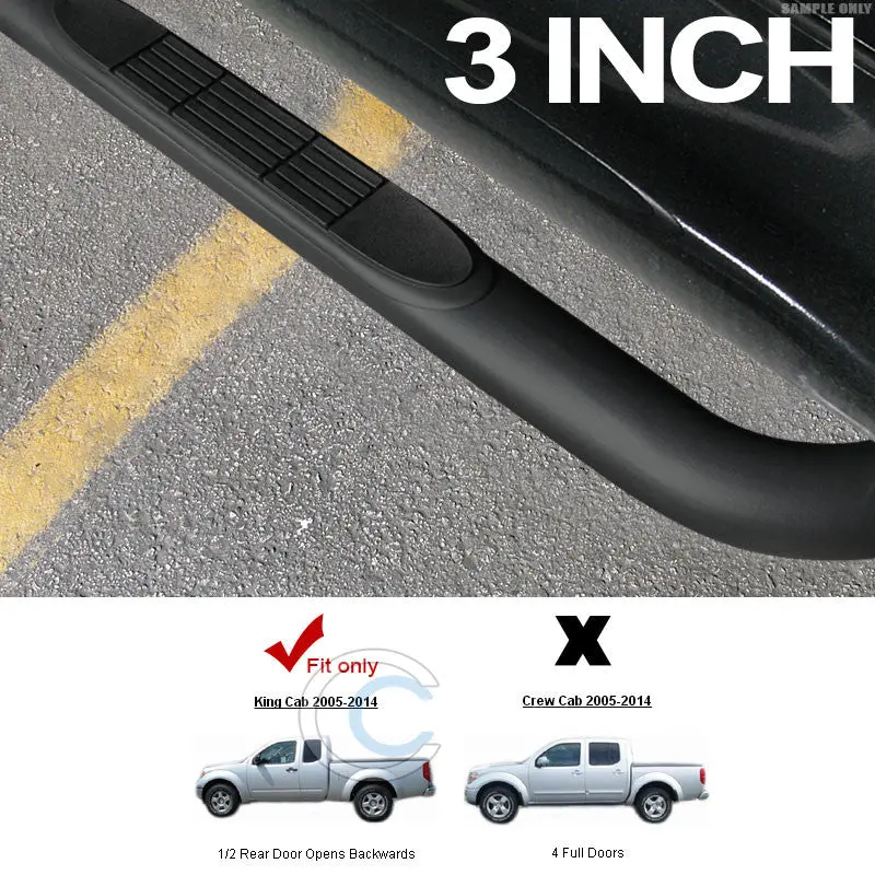3-Inch Matte Black Side Step Bars For 2005–2016 Nissan Frontier (King Cab & Extended Cab) 1