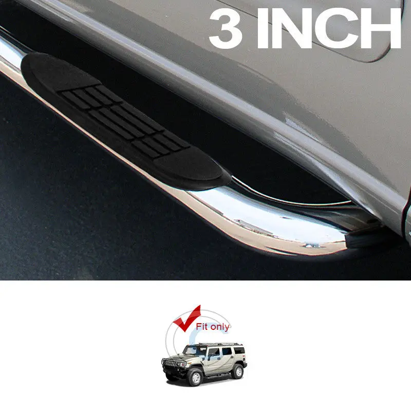 3-Inch Stainless Steel Chrome Nerf Bars For 2003–2010 Hummer H2 1