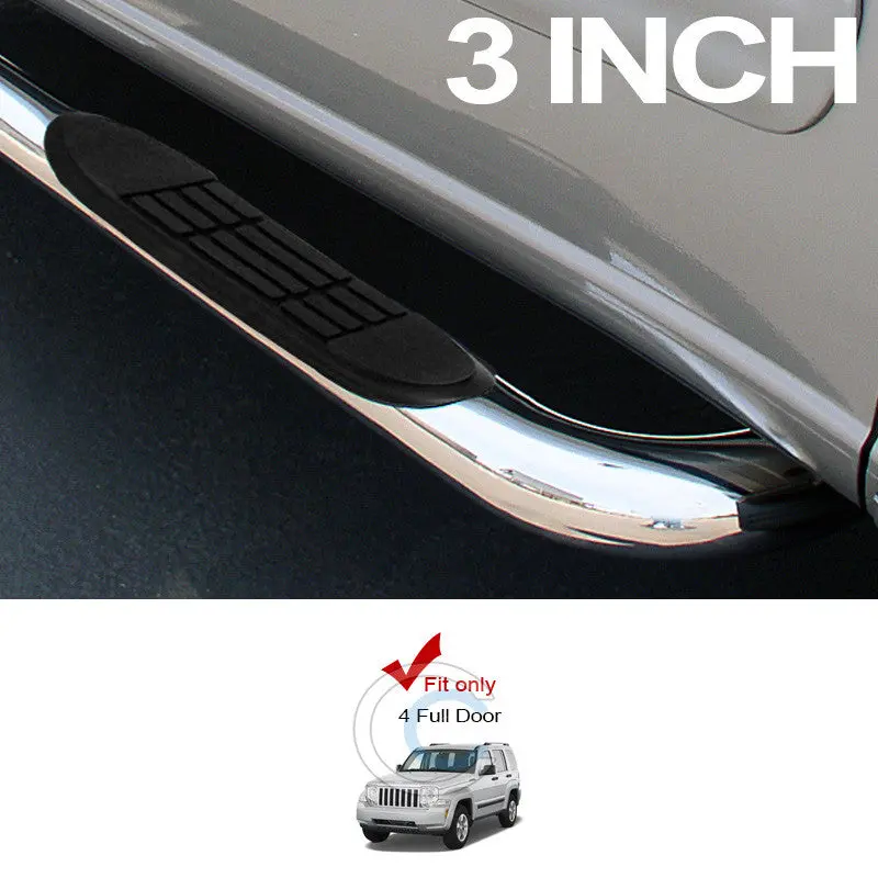 3-Inch Stainless Steel Chrome Nerf Bars For 2008–2012 Jeep Liberty Kk 1