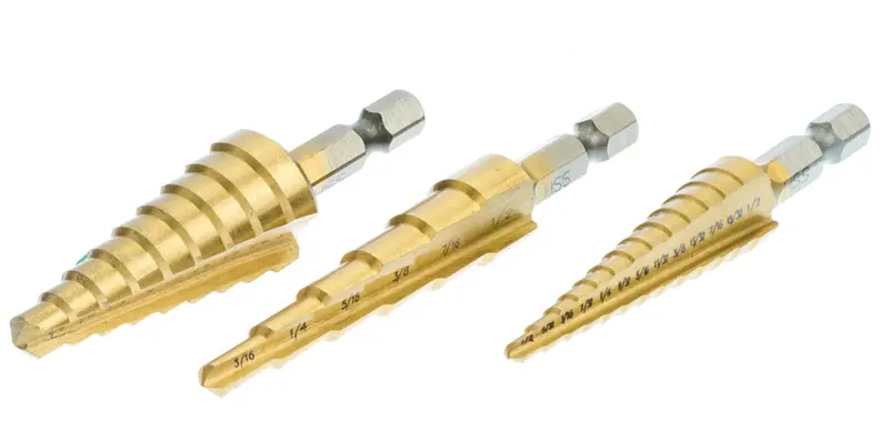 3-Piece Titanium Nitride-Coated Step Drill Bits For Hss Applications 1