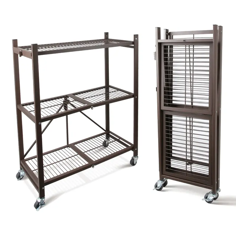 3-Tier Foldable Wire Shelving Rack For Storage 1