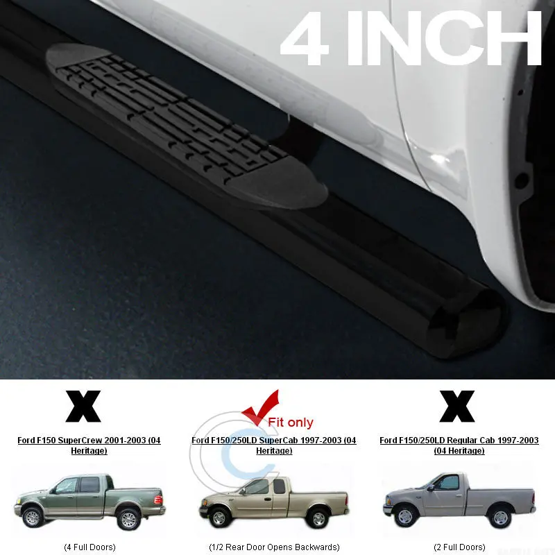 4-Inch Heavy-Duty Black Nerf Bars For 1997–2003 Ford F-150 Super/Extended Cab 1