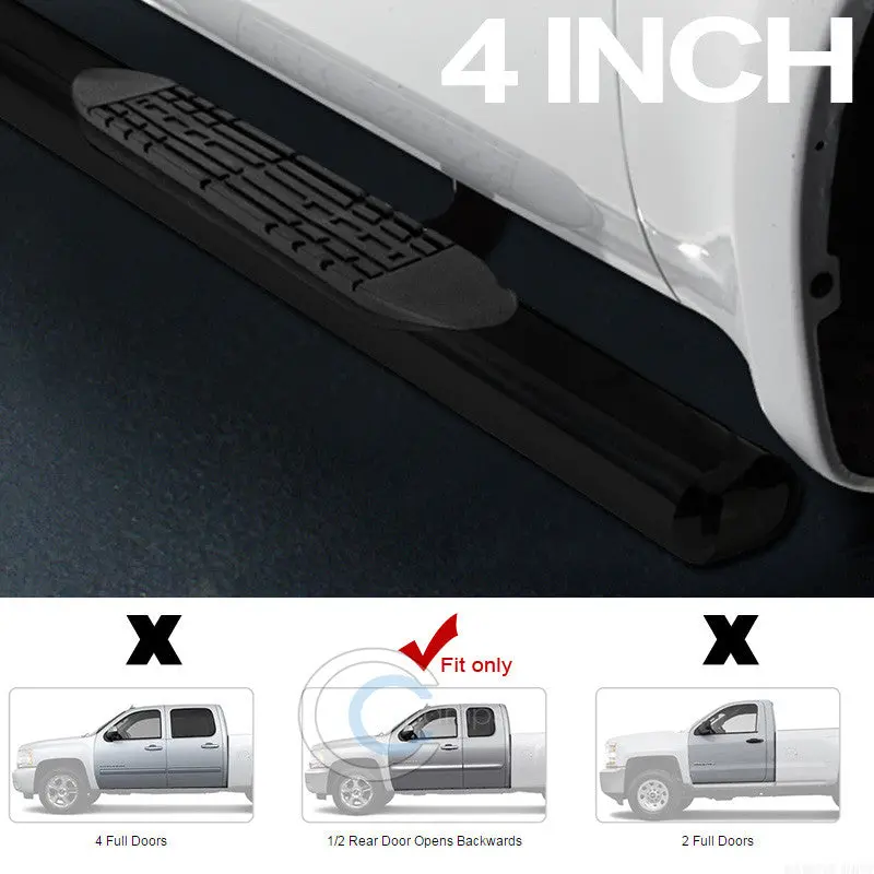 4-Inch Heavy-Duty Black Side Step Nerf Bars And Running Boards For 2007–2016 Chevrolet Silverado And Gmc Sierra Extended Cab 1