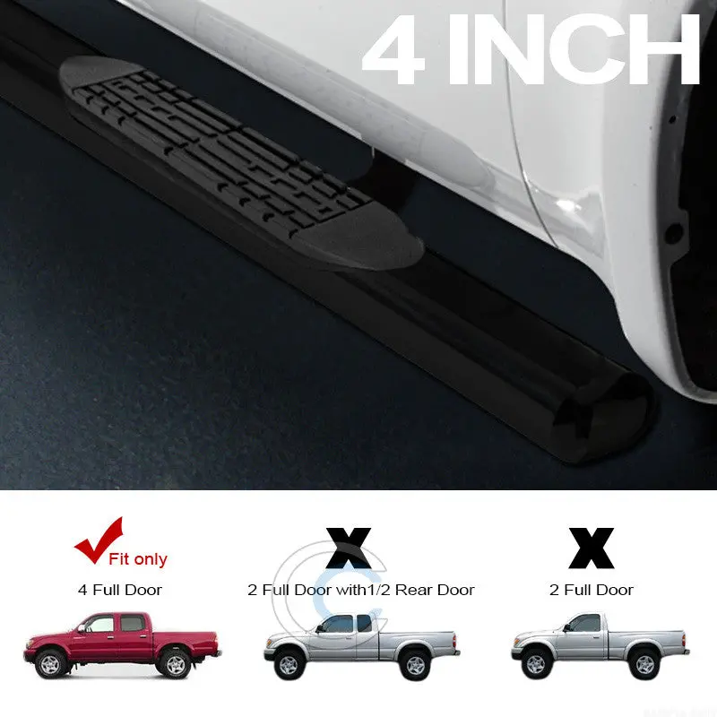 4-Inch Oval Black Nerf Bars For 2001–2004 Toyota Tacoma Double And Crew Cab 1