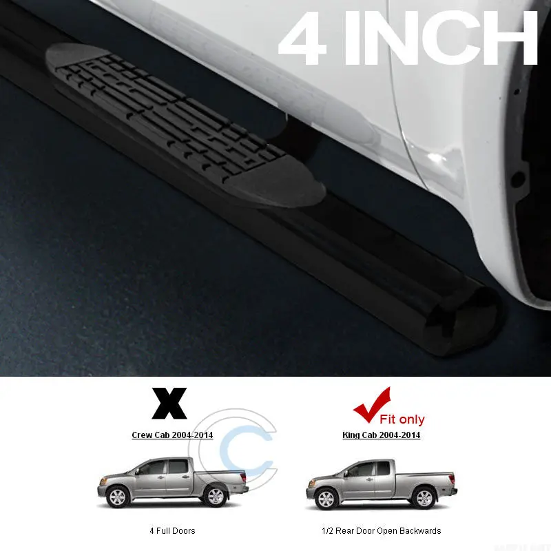 4-Inch Oval Black Nerf Bars For 2004–2016 Nissan Titan King Cab & Extended Cab 1