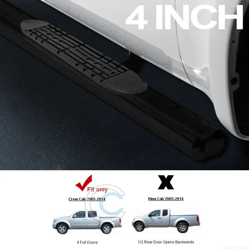 4-Inch Oval Black Nerf Bars For 2005–2016 Nissan Frontier Crew Cab 1