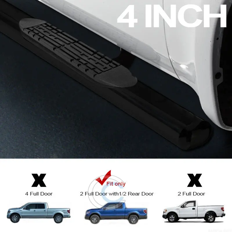 4-Inch Oval Black Nerf Bars For 2009–2014 Ford F-150 Supercab And Extended Cab 1