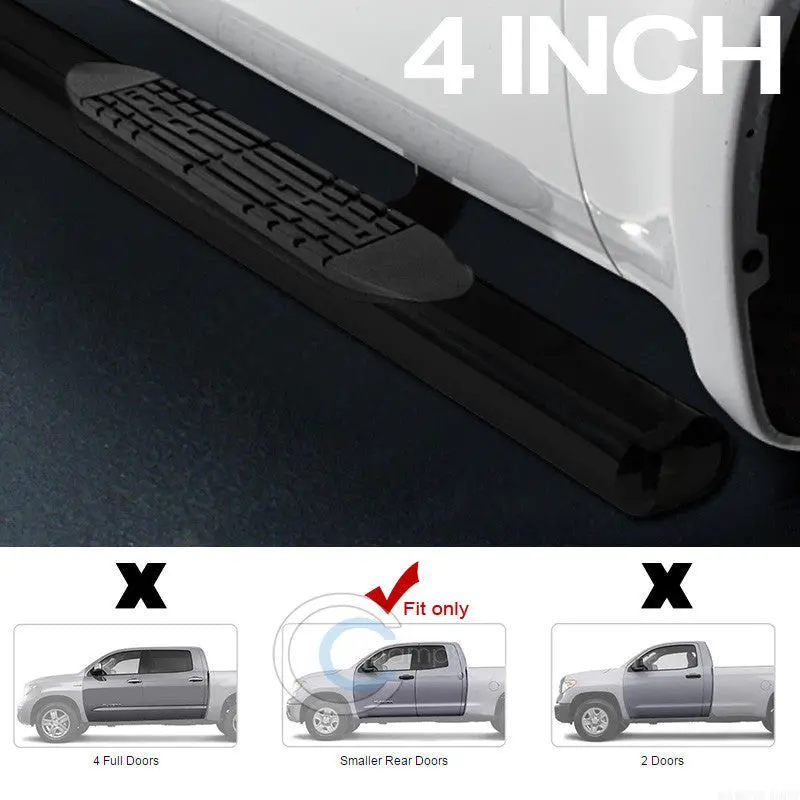 4-Inch Oval Black Side Step Nerf Bars And Running Boards For 2007–2016 Toyota Tundra Double And Crew Cab 1