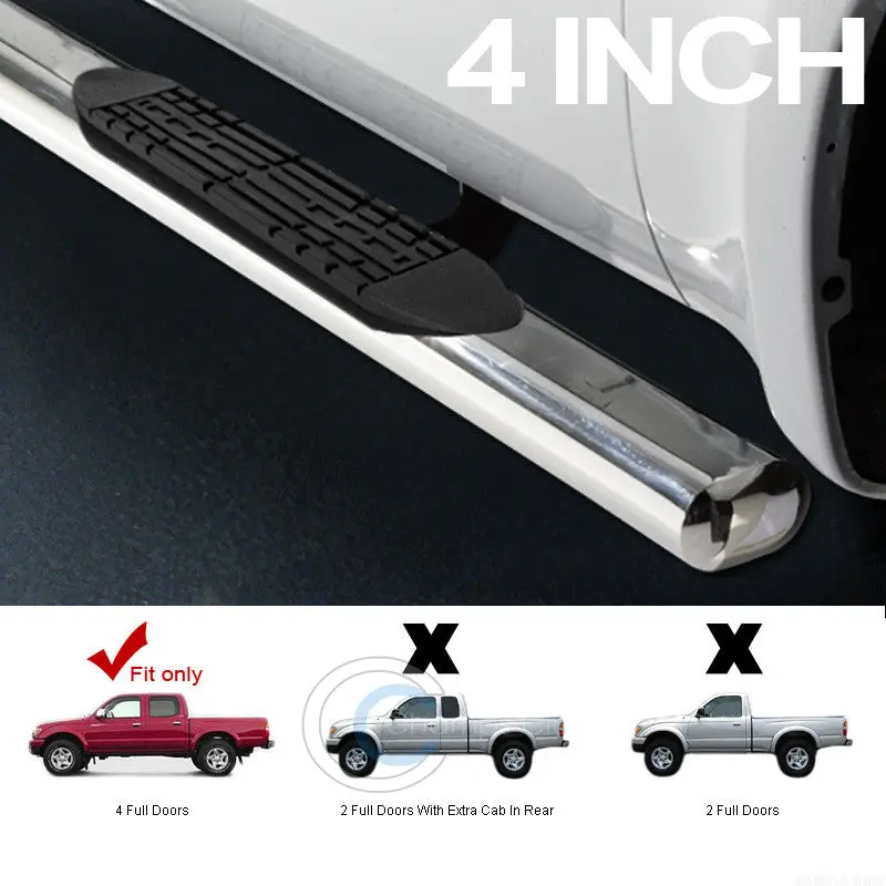 4-Inch Oval Chrome Nerf Bars For 2001–2004 Toyota Tacoma (Double/Extended Cab) 1