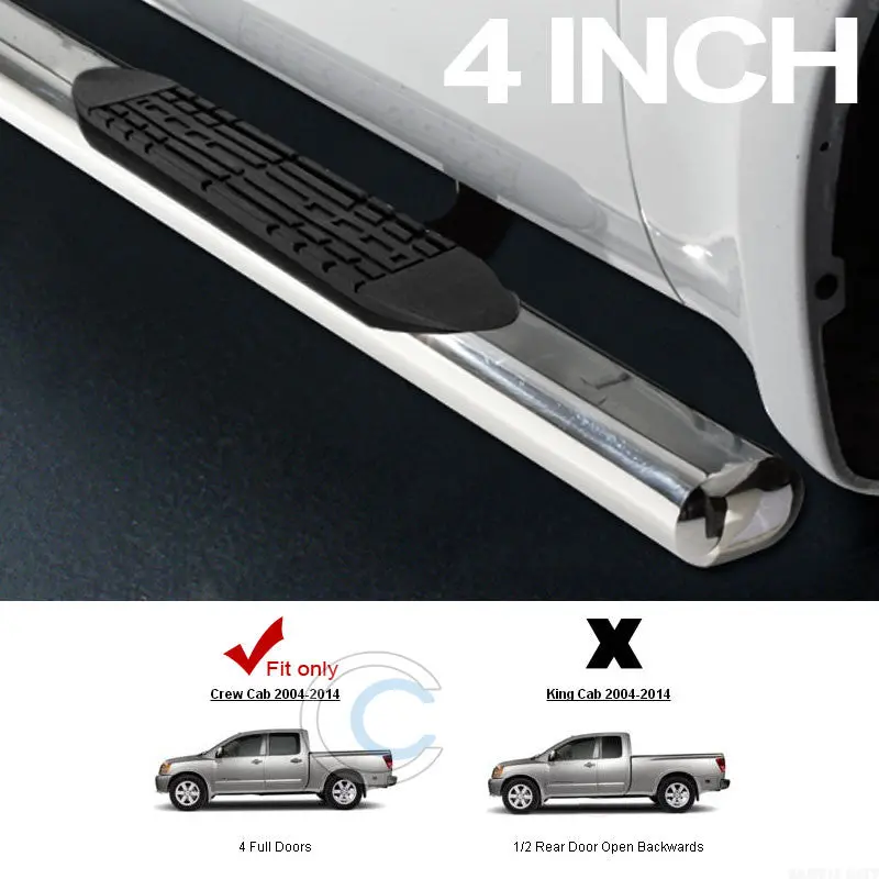 4-Inch Oval Chrome Nerf Bars For 2004–2016 Nissan Titan Crew Cab 1