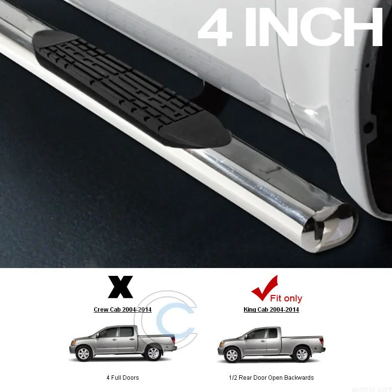 4-Inch Oval Chrome Nerf Bars For 2004–2016 Nissan Titan King/Extended Cab 1