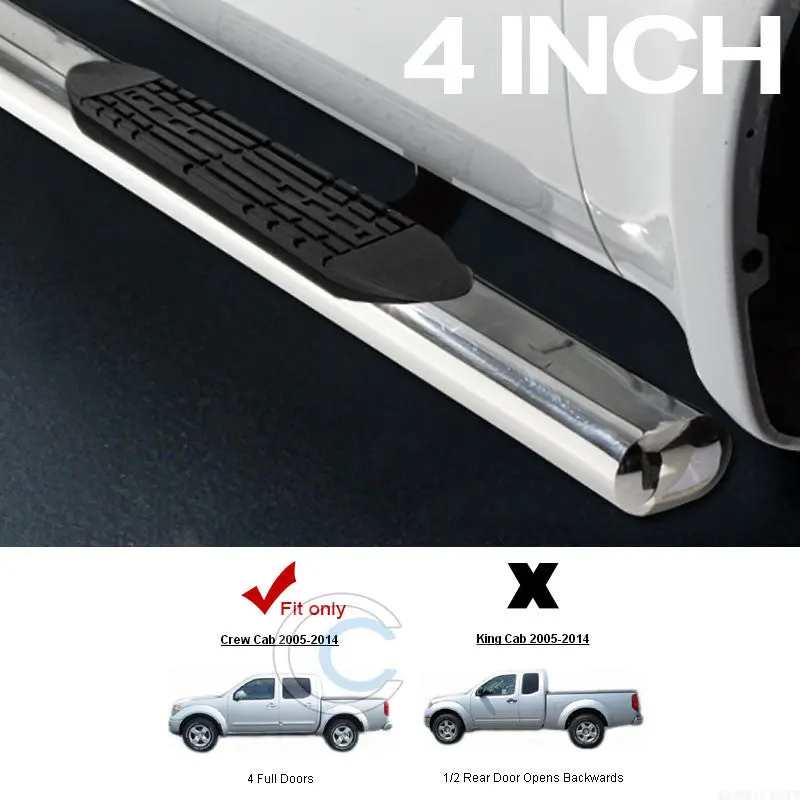4-Inch Oval Chrome Nerf Bars For 2005–2016 Nissan Frontier Crew Cab 1