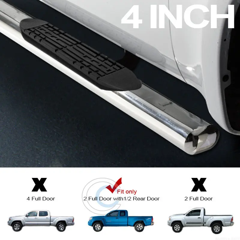 4-Inch Oval Chrome Nerf Bars For 2005–2016 Toyota Tacoma Access & Extended Cab 1