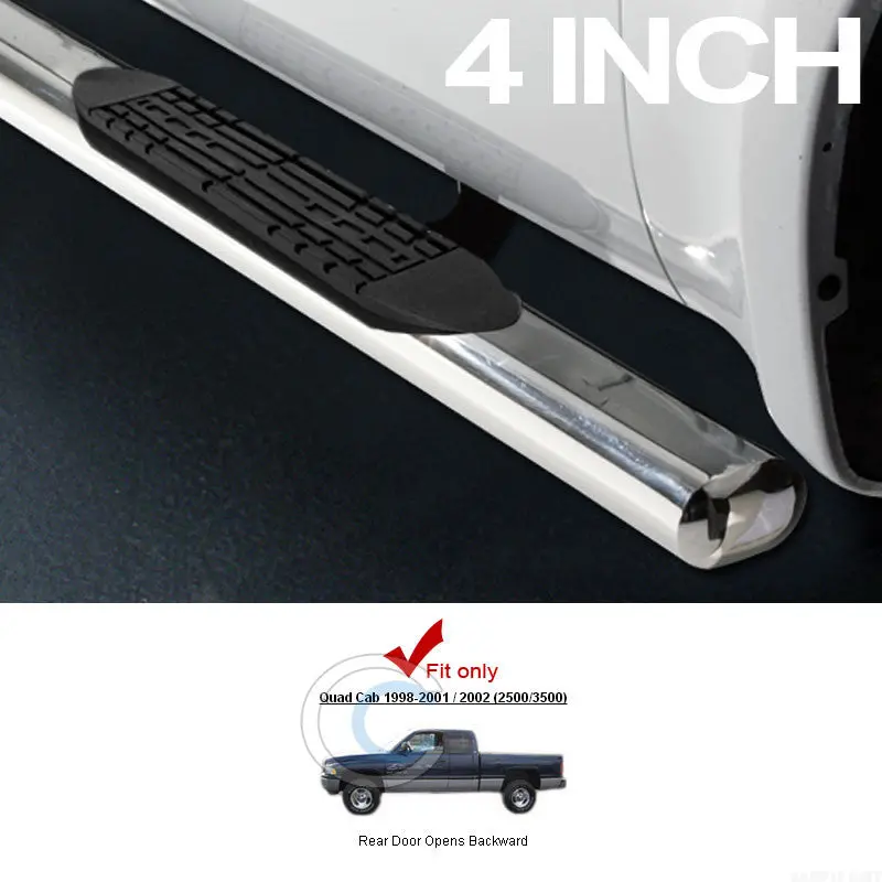 4-Inch Oval Heavy-Duty Chrome Nerf Bars For 1998–2002 Dodge Ram Quad Cab 1