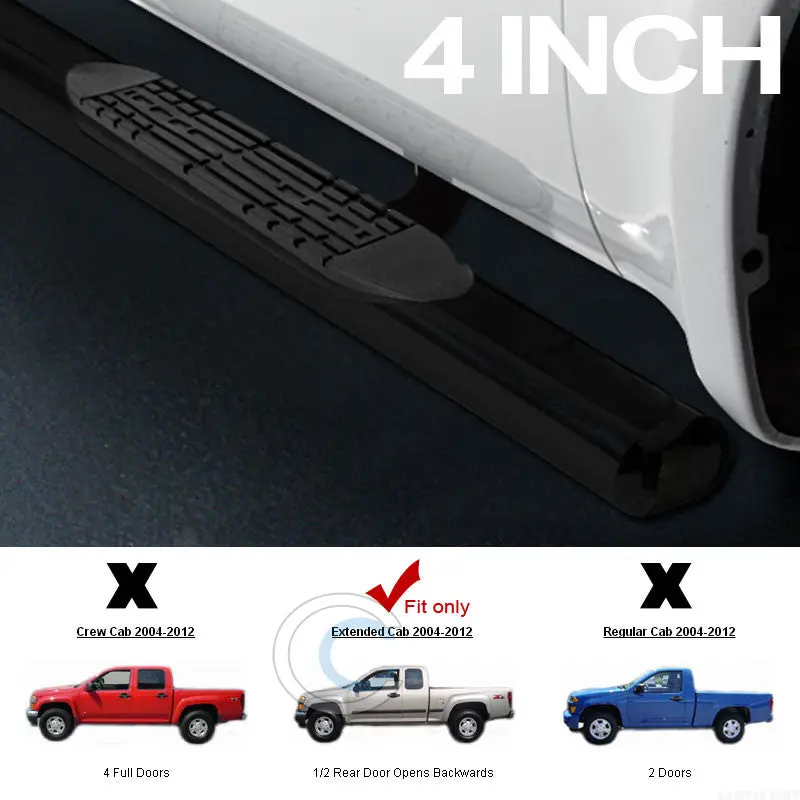 4-Inch Oval Nerf Bars For 2004–2012 Chevrolet Colorado/Gmc Canyon Extended Cab (Black) 1