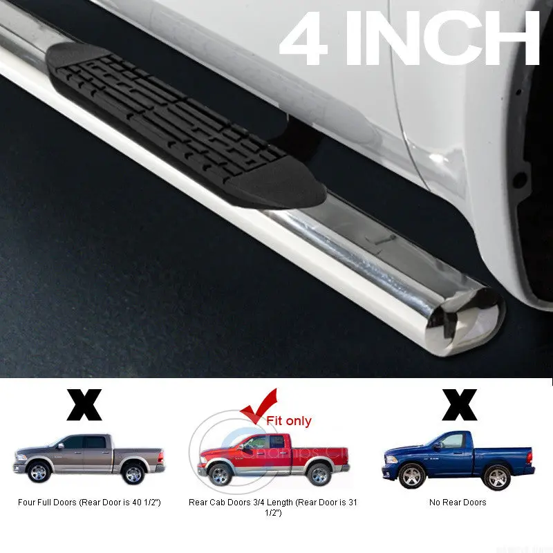 4-Inch Stainless-Chrome Nerf Bars For 2009–2014 Dodge Ram 1500 (Quad/Extended Cab) 1