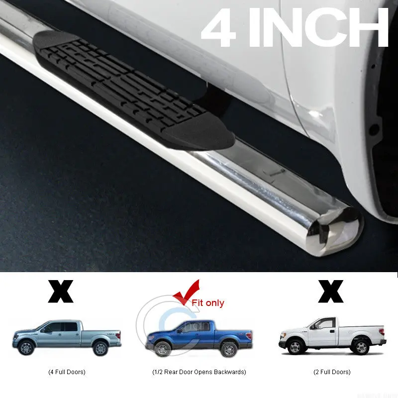 4-Inch Stainless-Chrome Nerf Bars For 2009–2014 Ford F-150 (Supercab) 1