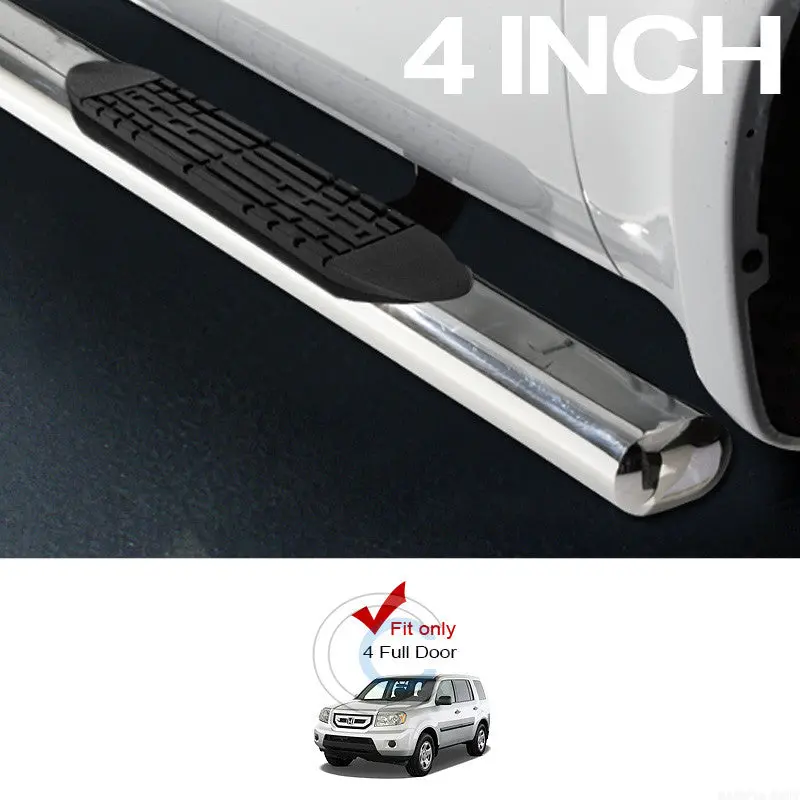 4-Inch Stainless Steel Chrome Side Steps For 2009+ Honda Pilot Suv 1