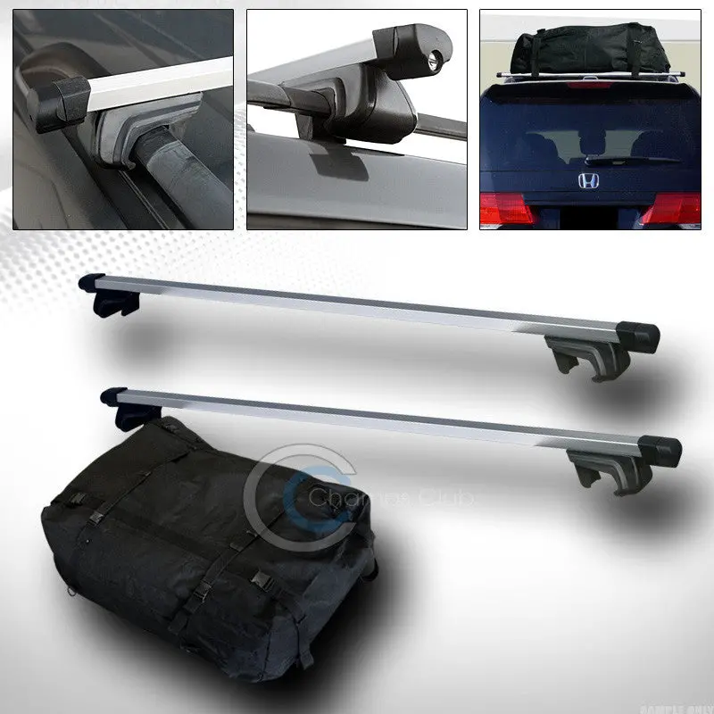 49-Inch Silver Square Roof Rack With Waterproof Cargo Bag & Crossbars 1